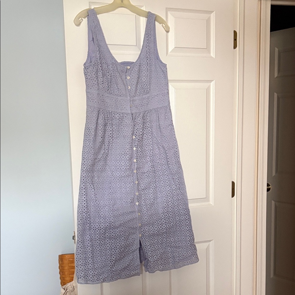 J. Crew Light Lavender Eyelet Button-Front Midi Dress